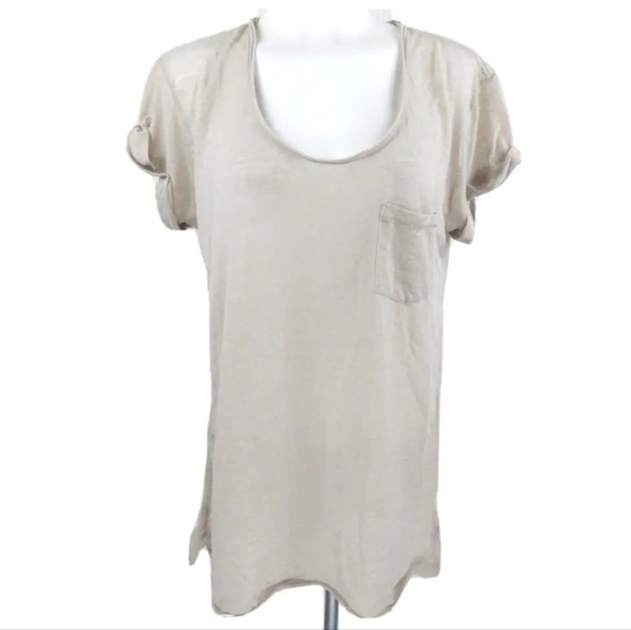 Rag & Bone Sheer Beige Pocket Tee - Picture 1 of 3